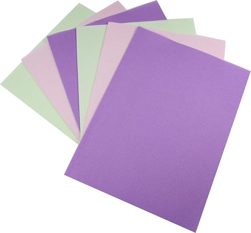 KCS 4/6 Stück 30 x 45 cm 16 CT Baumwolle Aida-Stoff Kreuzstichstoff (6 Stück, Lavendel + Rosa + Hellgrün)