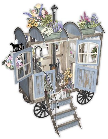 Paper D'Art 3D-Pop-Up-Karte, Betty Blue: Pop-Up-Karte, Geburtstagskarte, Alltagsanlass