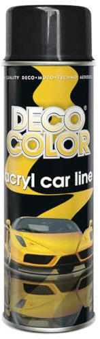 Deco Color 1 Stück ACRYL CAR LINE SCHWARZ GLANZ RAL 9005 in 500ml - Lackspray für z.B. KFZ, Auto, Motorrad, Alufelgen, Stahlfelgen uvm. (1 Dose 500ml Schwarz GLANZ)