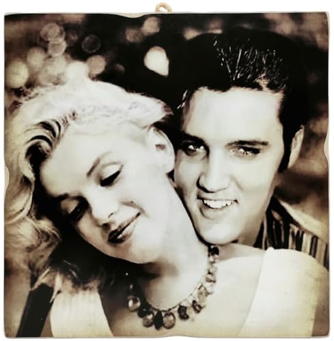 KUSTOM ART Wandbild Serie Schauspieler Prominente Marilyn Monroe Elvis Presley Druck auf Holz 23 x 23 cm.