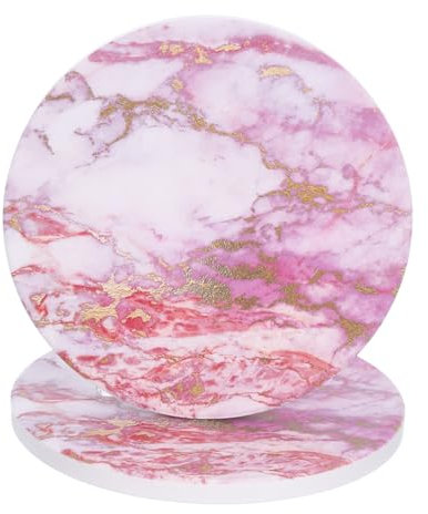 sourcing map 2 posavasos absorbentes redondos con patrón de mármol rosa dorado con respaldo de corcho antideslizante para oficina en casa de 4 pulgadas.