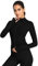 flintronic Womens Running Jacket, Gym Tops Long Sleeve Sports T-Shirt, Slim Fit Breathable Activewear for Fitness Workout Yoga Crop Tops-L