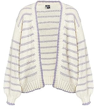 DreiMaster Maritim Damen Strickjacke, Wollweiss Flieder, XL/XXL