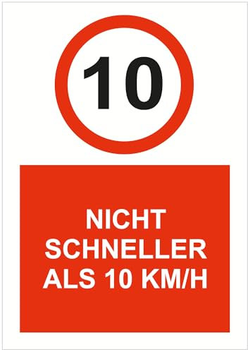 Indigos UG - Schild 10 KMH Speedlimit, Tempolimit - 297x420 - Hotel, Firma, Schutz, KITA, Arzt, Praxis - Sicherheit - Warnung - Aluverbundplatte 3mm, Wohnung - Hinweisschild - Warnschild