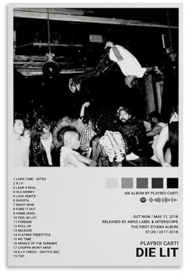 Playboi Carti Die beleuchtete Album-Leinwandkunst, modernes ästhetisches dekoratives Gemälde für Schlafzimmer und Wohnzimmer, 30 x 45 cm, ungerahmt