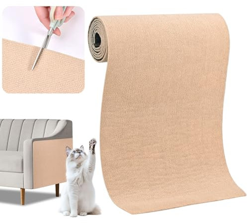 Katzenkratzmatte, Anti-Kratzer Selbstklebende Katzenkratzmatte für Sofas und Wände, Katzenkratzmatte 40 x 200 cm, auf Jede Größe zuschneidbar, Katzenkratzbrett, schützt Sofamöbel (Khaki)
