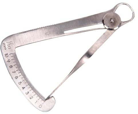 Dtaigou Righello per materiale dentale, strumento per misurare i denti - Righello per calibri in metallo,Calibro triangolare in acciaio inossidabile di alta precisione per materiale dei denti