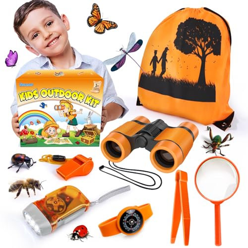 YOPINSAND Forscherset für Kinder, Fernglas für Kinder, Exploration Spielzeug mit Rucksack, Outdoor Camping Spielzeug für Jungen und Mädchen