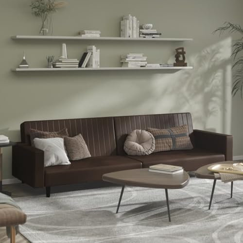 LAPOOH Schlafsofa 2-Sitzer Braun Kunstleder, Loungesofa, Sofas & Couches, Relaxsofa, Couch für Wohnzimmer, 375952
