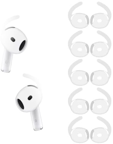 Umvowuxa ear hooks for AirPods 4th Generation (2024),Sport Earbuds Covers Silicone Anti-Slip Wingtip Airpods 4 ear tips Accessories,Airpods4 case（5 Pairs/White）