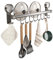Marjoramy Barra Cocina Colgar Utensilios, 40 cm Soporte Utensilios Cocina, Barra Autoadhesiva de 8 Ganchos Desmontables, Colgador Utensilios Cocina, Organizador para Utensilios de Cocina (Gris)