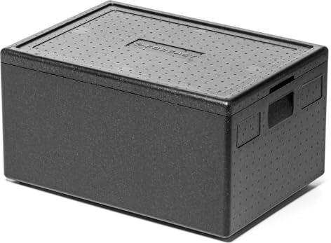 Forgast Thermobox Isolierbox Gastro Warmhaltebehälter 80L Piocelan | Eurobox 60x40 Kompatibel, Passive Kühlbox, Essen Transportbox Spülmaschinenfest, Catering Gastro Thermobehälter Schwarz
