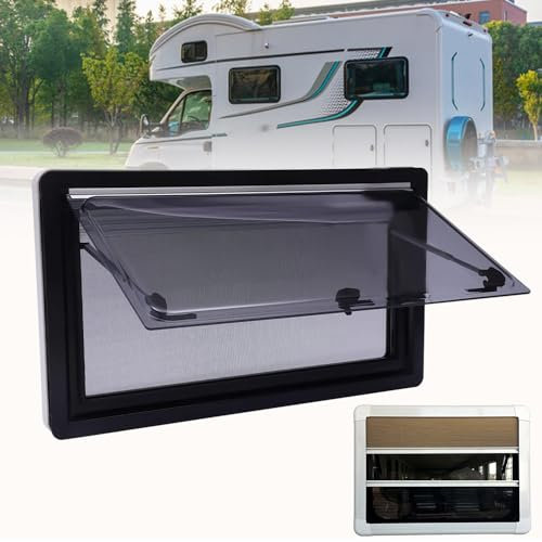Fenster für Wohnwagen, Wohnmobil, doppelt verglastes, ausklappbares Lüftungsfenster mit Sonnenschutz und Fliegengittern, Seitenfensterersatz für Wohnmobil-Lastanhänger, 500 mm x 300 mm