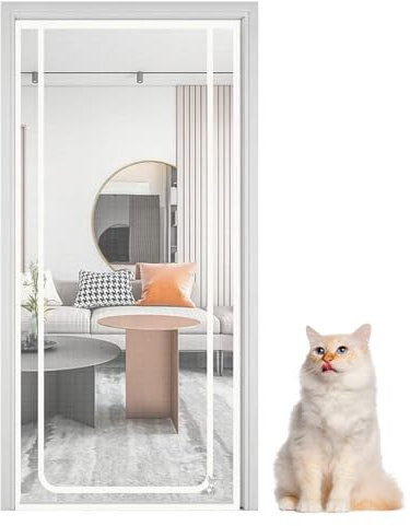 Porte Anti-Chat - Grille Adjustable pour Animaux | 90X220 cm Protection Zip pour Escaliers Ouvertures Couloirs Appartements Balcons Accès Pratique Domicile