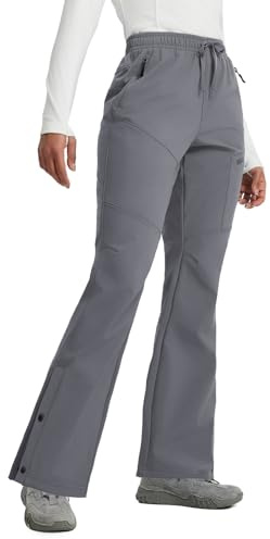 baleaf Pantalon de ski doublé en polaire thermique imperméable pour femme avec poches à fermeture éclair, gris, XL