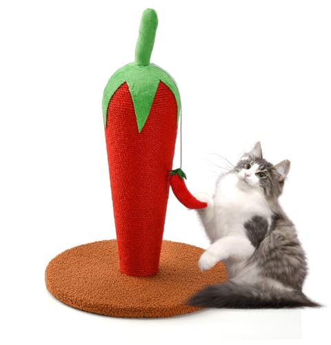 LIFLIX Kratzsäule für Katzen, 43cm Chili Kratzbaum Klein, Natursisal Kratzstamm für Indoor Katzen
