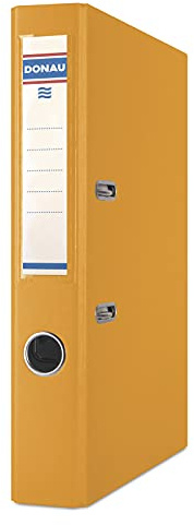 DONAU Ordner DIN A4 / Schmal/Orange / 50 mm - 5 cm/Karton mit Kunststoffeinband/Schlitzordner Büroordner Aktenordner/Metallgefasstes Griffloch Hebelmechanik Einsteckrückenschild