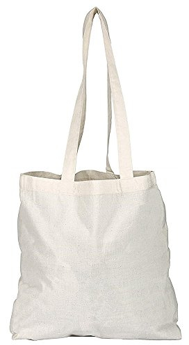 eBuyGB Pack of 10 Cotton Shopper Canvas & Beach Tote Bag, 42 cm, Beige