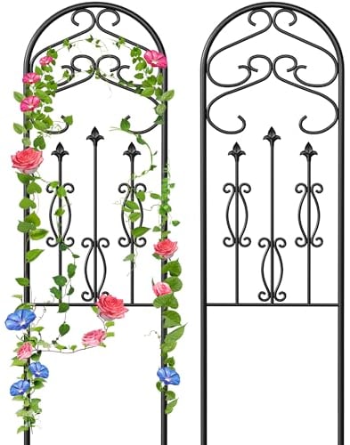 Amagabeli Planter Box Trellis 152 x 46 cm Traliccio per Rampicanti Antiruggine Ferro Nero Viti in Vaso Verdure Fiori Patio Filo Metallico Griglia Pannelli Supporti 2 Pezzi Traliccio Estensibile