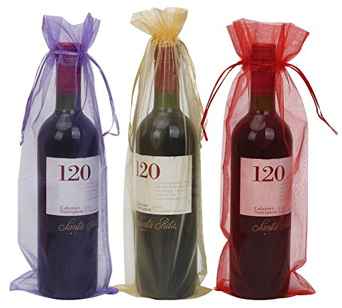 HRX Package 30 Pack Organza Wine Bottle Gift Bags with Drawstring for Wedding Party Favour Holiday, 37.5 by 13.5cm