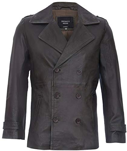 Men's Pea Coat Leather Jacket Dr Who German Naval