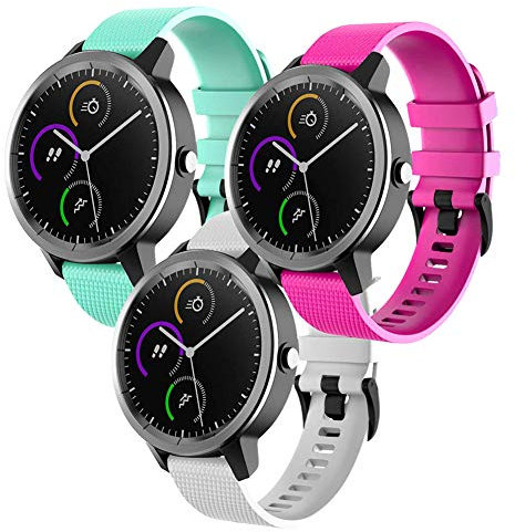 FunBand Correa para Garmin Vivoactive 3, 20mm Reemplazo de Banda de Silicona Deportiva Pulsera para 20mm Universal Strap/Samsung Gear Sport/Gear S2 Classic/Galaxy Watch 42mm/Galaxy Watch Active