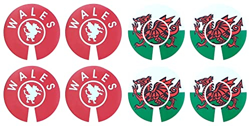 Acclaim Jumbo 6 cm 1 x Wales Red White 1 x Welsh Dragon Green Red White Lawn Bowls Identification Stickers Markers 2 Full Sets Of 4 Self Adhesive