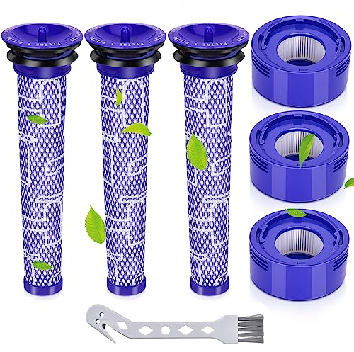 Smyidel Filtros Aspiradora para Dyson, filtros de vacío para Dyson V8 aspiradoras, V7 Absolute Animal Motorhead, 3 filtros HEPA, 3 pre Filtro, reemplaza la Parte # DY-96566101, DY-96747801(V7V8)