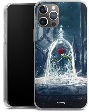 Slim Case kompatibel mit Apple iPhone 12 Pro Silikon Handyhülle transparent Hülle extra dünn Die Schöne und das Biest Disney Princess Rose