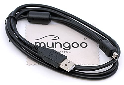 Câble de données USB Compatible avec Olympus Creator XZ-1, Digital-SLR E-30, E-300, E-330, E-410, E-420, E-450, E-500, E-510, E-520, E-620, E-M5-1,5 m - avec Chiffon de Nettoyage d'écran Mungoo