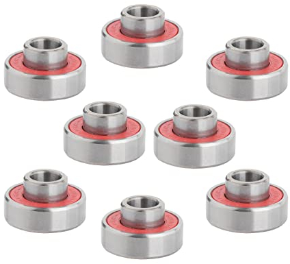 F Fityle 8 Stück Kugellager Skateboard Kugellager Longboard Rollschuh Kugellager 608 2RS, Doppelt geschirmt - rot