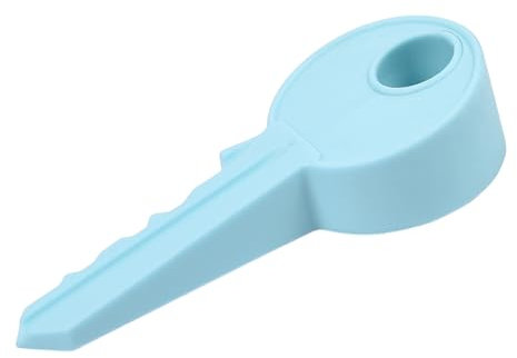 Door Stopper Wedge, Silicone Key Shape Universal Wedge Finger Protector Door Stopper for Home Garden Office (Blue)