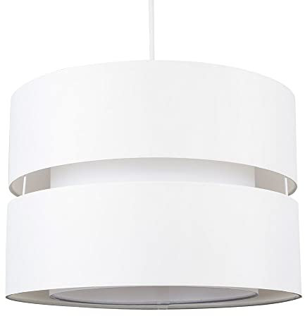 CGC Lighting 2 Two Tier Layer Shade 26cm Ceiling Pendant Table Lamp Bedside Bedroom Lounge Hallway Kitchen (Cream/Beige)