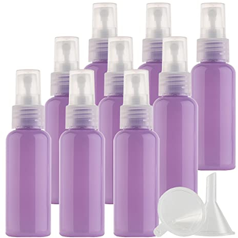TIANZD 12 Pièces 50ml Flacon Vaporisateur, Plastique Violet Bouteille de Spray Vide Pulvérisateurs Atomiseur, Opaque Réutilisables Bouteille de Voyage Vide De Poche avec 1x Entonnoir