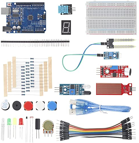AZDeliveryKit d'initiation à l'électronique pour les écoliers Kit électronique avec câble USB, planche à pain, modules de capteurs et jeu de résistances électroniques compatibles avec Arduino