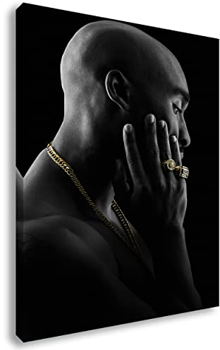 Artis Prints Leinwandbild 2Pac | Portrait - Schwarzweiß, Körperkunst - Musiker, Fotografie - Deko, Klein bis Groß, Inneneinrichtung - Wohnzimmer