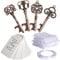 Lot de 40 décapsuleurs vintage en forme de clé avec étiquette de carte d'accompagnement, sacs en organza et ruban pour fête de mariage, décoration rustique, cuivre