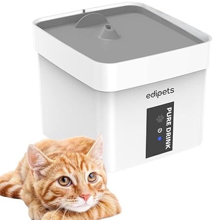 Edipets, Fuente para Gatos, Capacidad de 1 litro, Bebedero Automático, Silenciosa, Dispensador de Agua, D024, Accesorios, Sensor de Infrarrojos, Silenciosa, Incluye un Filtro de Carbón (Gris)