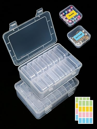Furuising 28 Klein Aufbewahrungsbehälter mit Deckel, Transparent Aufbewahrungsboxen, Kunststoffbox für Perlen Pillen Schmuck Schrauben
