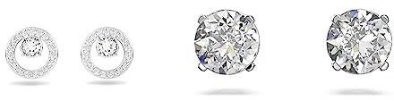 Swarovski Creativity Ohrstecker, Rund, Weiss, Rhodiniert & Attract Ohrstecker, Rund, Klein, Weiss, Rhodiniert