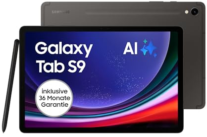 Samsung Galaxy Tab S9 AI-Android-Tablet, Wi-Fi, 128 GB / 8 GB RAM, MicroSD-Kartenslot, Inkl. S Pen, Simlockfrei ohne Vertrag, Graphit, Inkl. 36 Monate Herstellergarantie [Exklusiv bei Amazon]