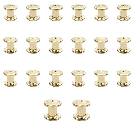 JJWNMLL Lot de 20 vis Chicago M5x7mm Chicago Vis de reliure Chicago Rivet à clous en métal Vis Chicago à tête cruciforme pour ceinture en cuir Bricolage Livre de scrapbooking - Couleur or