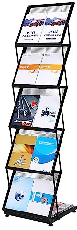 PATIKIL Faltbare Zeitschriften Ständer 5 Schichten Brochure Stand Katalog Literatur Regal mit Rädern für Hotel Ausstellung Büro