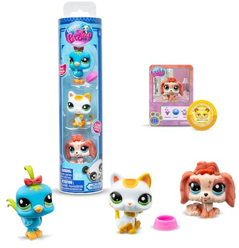 Littlest Pet Shop, LPS City Vibe BF00551 3er Set Haustier 3 Tiere von #35 bis #42 für Kinder ab 4 Jahren + BF00551 Mehrfarbig