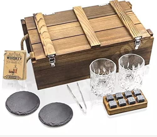 Set de Accesorios de Whiskey con Dos Vasos y Cubitos de Piedra como Hielo Reutilizables