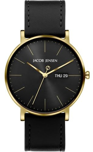 Jacob Jensen Herrenuhr Titan Quarz Schwarz/Goldfarben 165