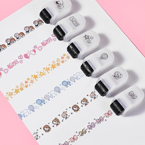 Roller Stempel mit Niedliche Muster für DIY Scrapbook, Journaling, Notizen, Planer, Kalender, Handbuch, Stempel Roller für Kinder (6 Stück)