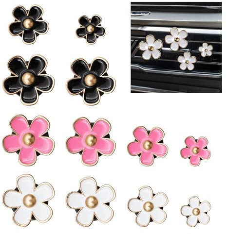 Scettar Daisy Flower Car Vent Clips - 12 Pieces, Cute Car Accessories for Girls and Women