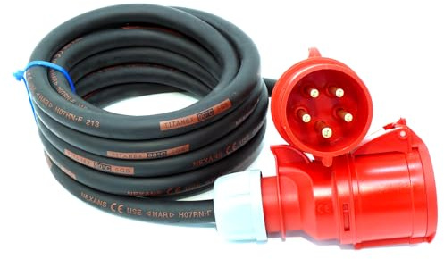 CEE Starkstromkabel (1,5m-50m) 32A Verlängerungskabel Titanex H07RN-F 5x6mm² mit PCE Shark Stecker und Kupplung, Business-Line von Event-Kabel (5 Meter)
