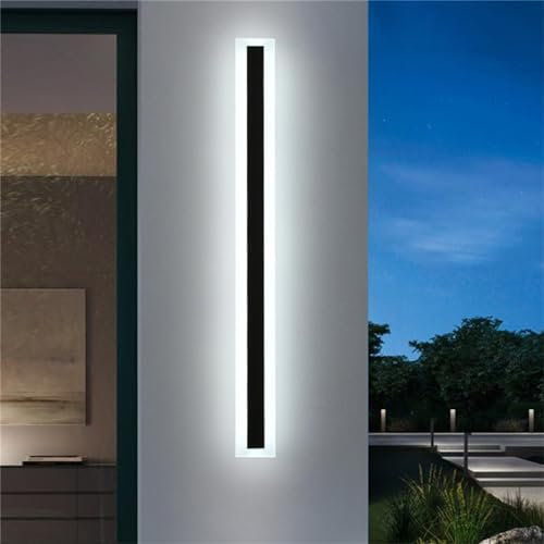 Applique Murale Extérieure Longue Applique Dimmable Avec Télécommande Villa Applique Murales Imperméable IP65 Aluminium Acrylique Jardins Terrasses Chambres Intérieur Salon (Lumière Blanche,100CM)